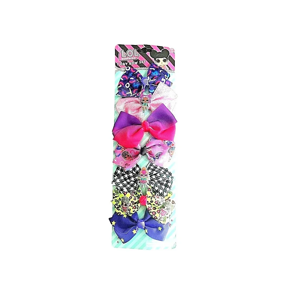 GIRLS HAIR BOWS Set 7 Day LOL SURPRISE Dolls Diva Beats Hair Accessories Clips